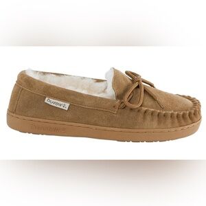 BearPaw Tan Suede Moccasins with Bow